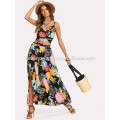 Crop Floral Wrap Cami &amp; Skirt Manufacture Wholesale Fashion Women Apparel (TA4003SS)